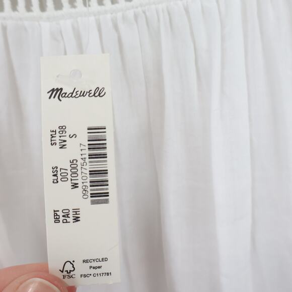 NWT Madewell Embroidered Eyelet Flutter-Sleeve Lace Trim Top White Size Small - Picture 10 of 10